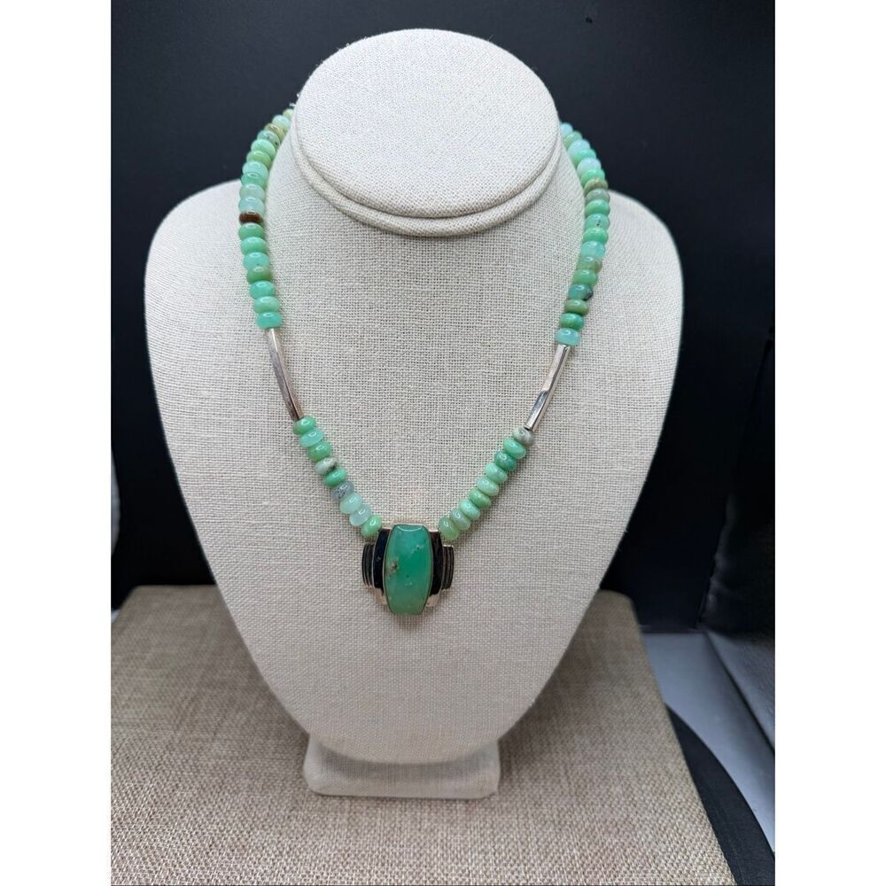 Jay King Green Gemstone & Sterling Silver Beaded Necklace